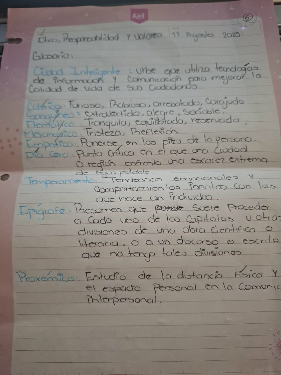 Glosario mes de agosto